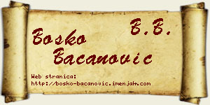 Boško Bacanović vizit kartica